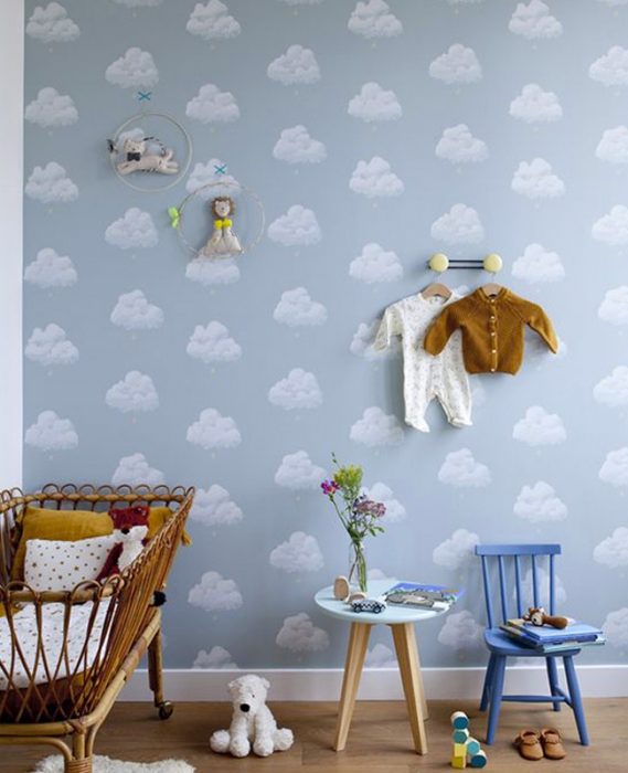 papier peint nuage deco chambre bebe