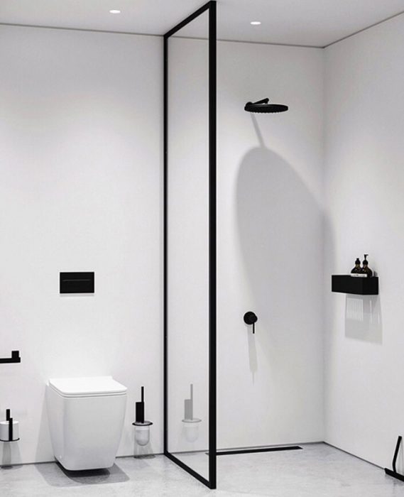 deco salle de bain minimaliste blanc noir