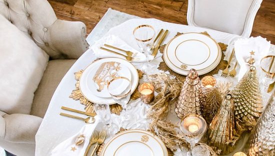 Une déco de table de Noël en blanc et or | My Blog Deco