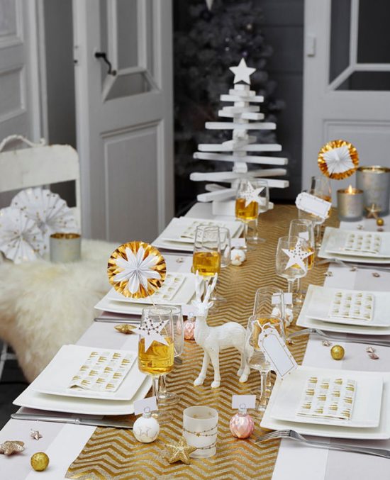 Une déco de table de Noël en blanc et or | My Blog Deco