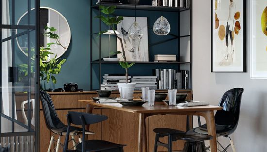 deco salle a manger bleu canard