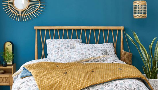 deco bleu canard jaune moutarde