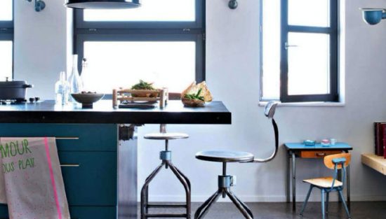 deco industrielle bleu canard