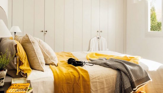 deco chambre jaune moutarde et gris