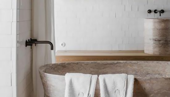 deco salle de bain beige noir