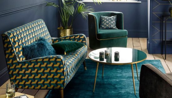 deco salon bleu canard