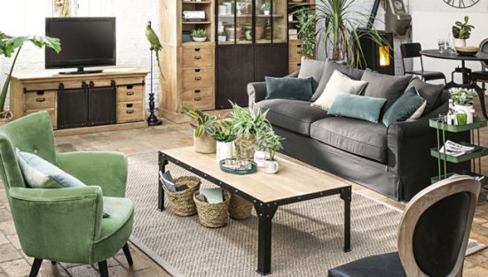 deco salon industriel gris