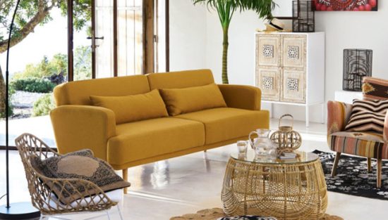 canape jaune moutarde