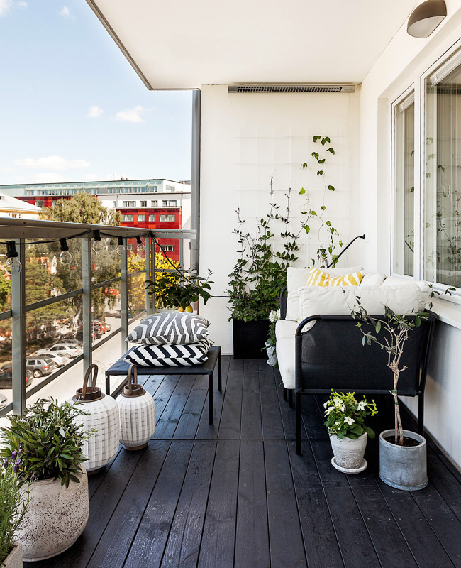 deco balcon scandinave moderne noir blanc