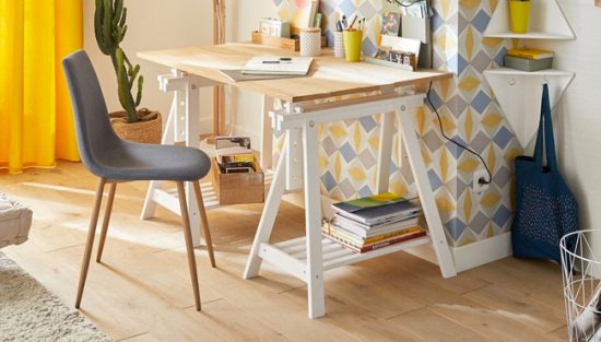 deco bureau gris jaune