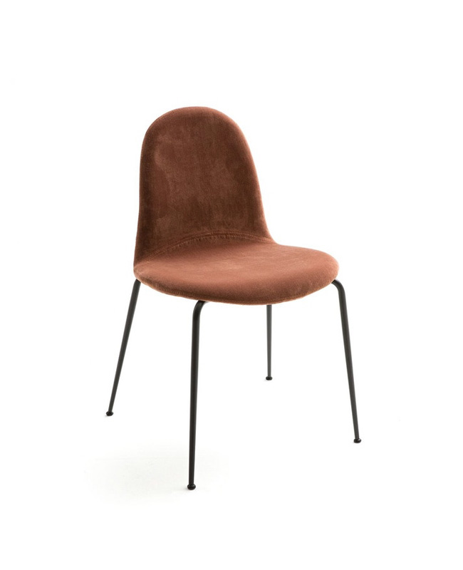 chaise velours terracotta