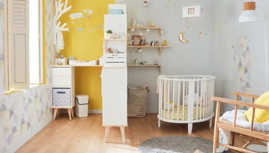 deco chambre bebe jaune gris
