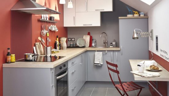 deco cuisine rouge gris