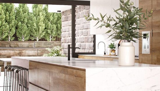 deco cuisine marbre bois