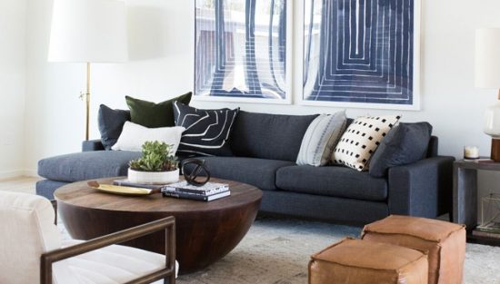 deco salon beige bleu