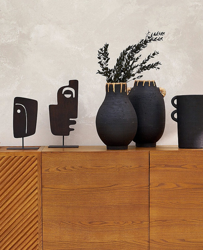 vase poterie artisanale anse noir