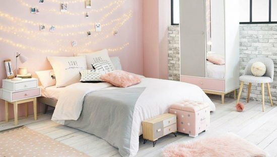 deco chambre ado rose gris