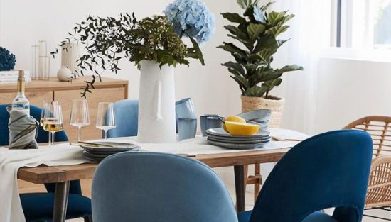 deco salle a manger bleu