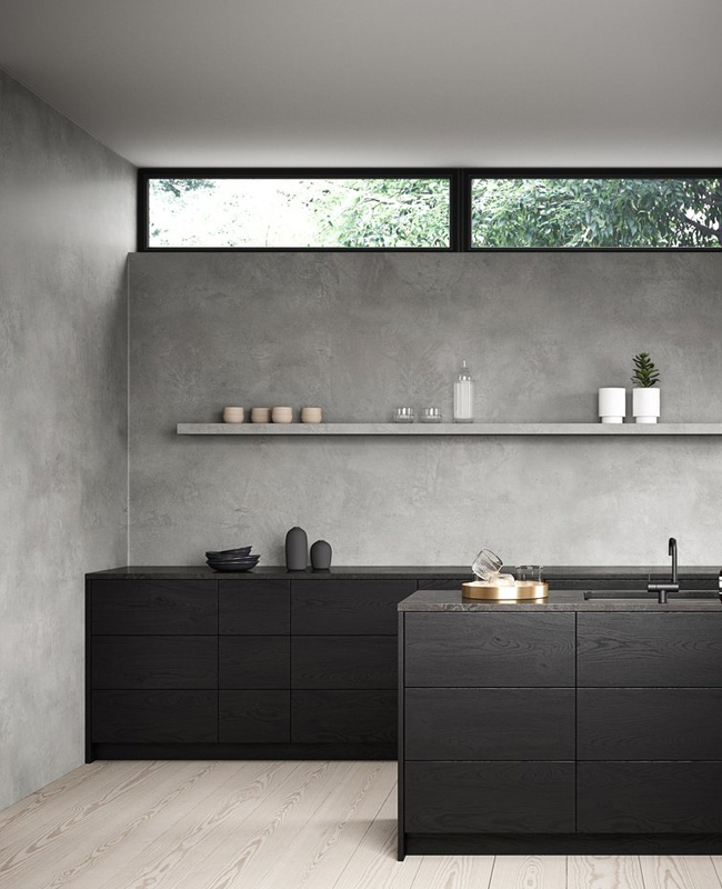 deco cuisine beton gris noir moderne