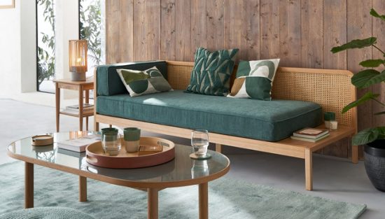 deco salon vert bois