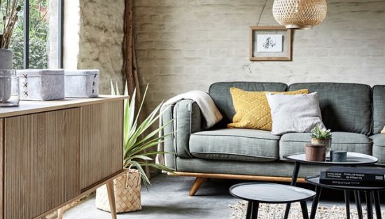 deco salon vert kaki beige