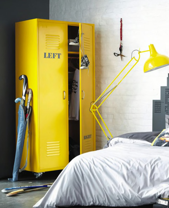 armoire industrielle metal jaune