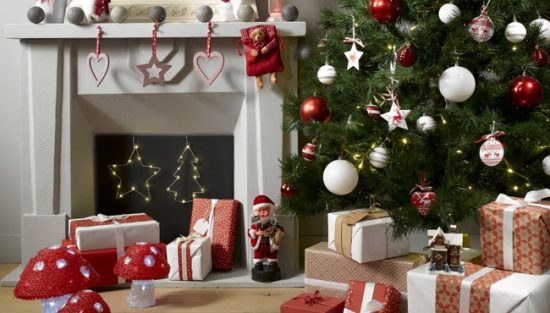 deco sapin noel rouge blanc