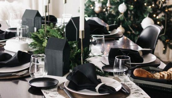 deco table noel noir blanc