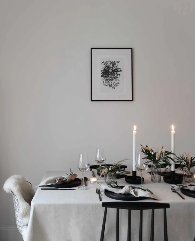 deco table noel noir blanc minimaliste