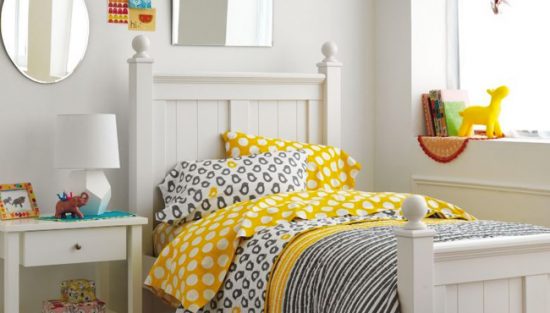 deco chambre fille gris jaune