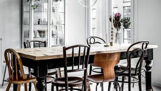 deco salle a manger noir bois