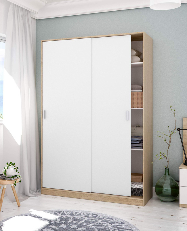 armoire coulissante blanc bois