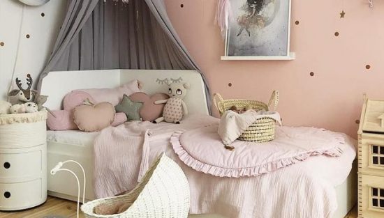deco chambre fille rose blanc