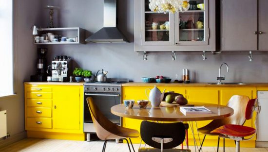 deco cuisine jaune gris