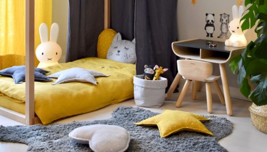 deco chambre garçon gris jaune