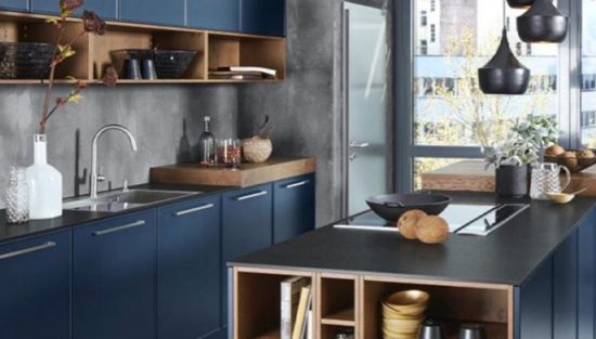 deco cuisine bleu noir