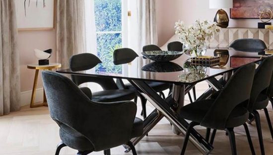 deco salle a manger gris rose