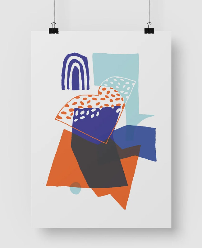 affiche abstraite geometrique coloree
