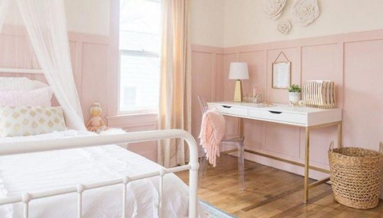 deco chambre fille rose dore