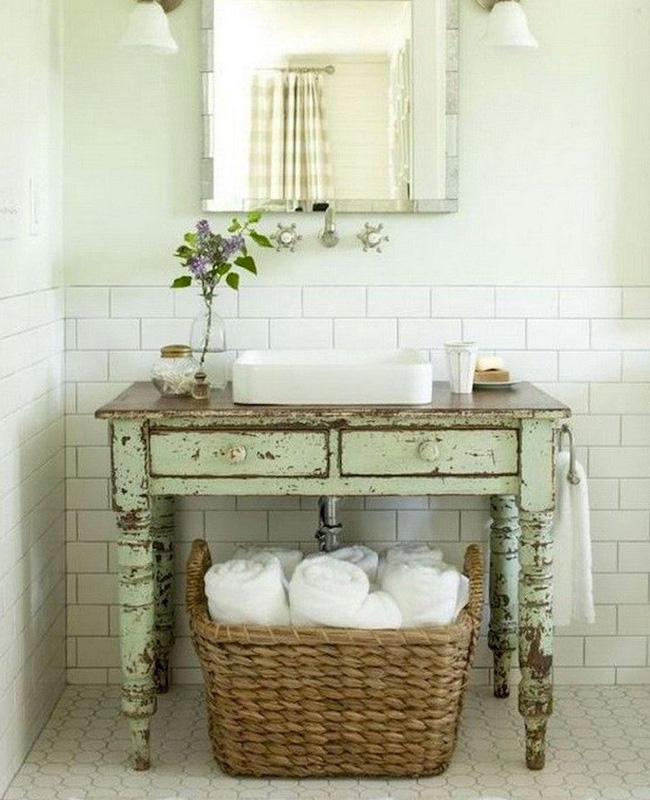 deco salle de bain campagne chic vintage