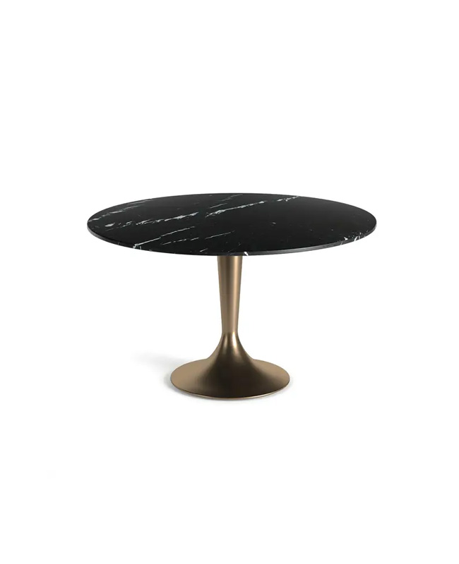 table ronde chic bonze marbre noir
