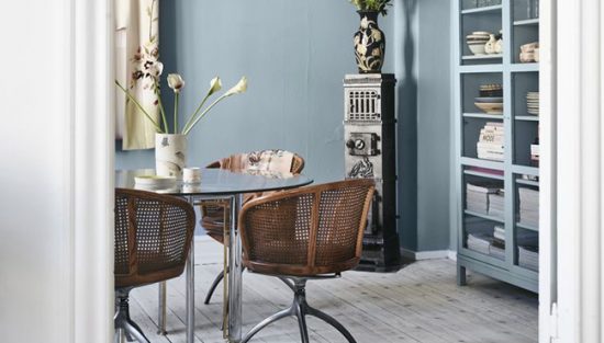 deco salle a manger bleu gris