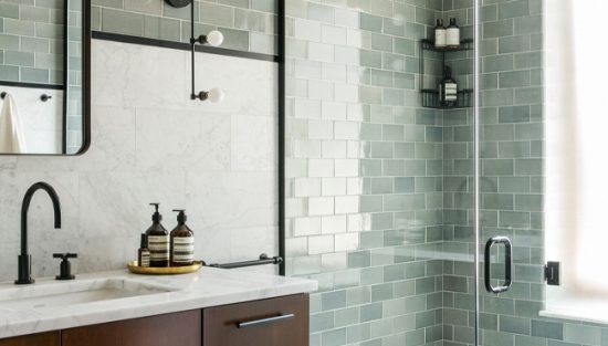 deco salle de bain gris vert