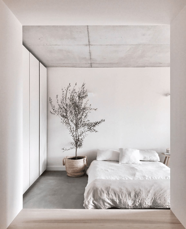 deco chambre minimaliste blanc beton