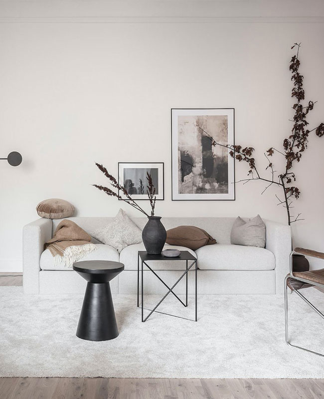 deco salon minimaliste moderne beige noir