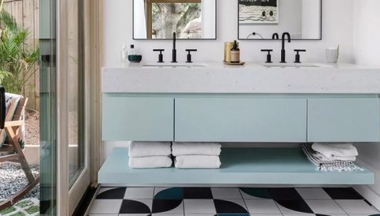 deco salle de bain vert bleu