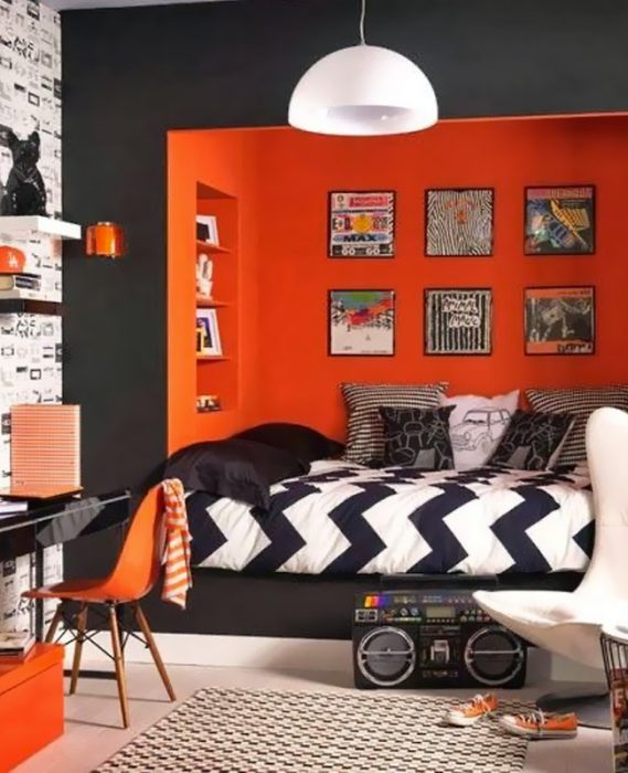 niche orange deco chambre ado