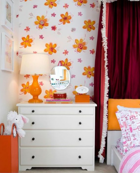 deco chambre ado papier peint orange