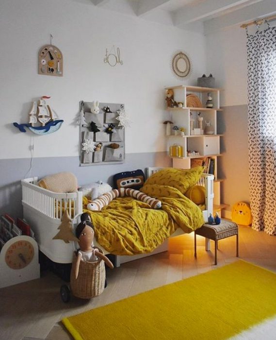 linge de lit lin jaune deco chambre garcon