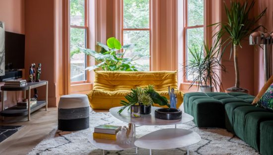 deco salon rose jaune